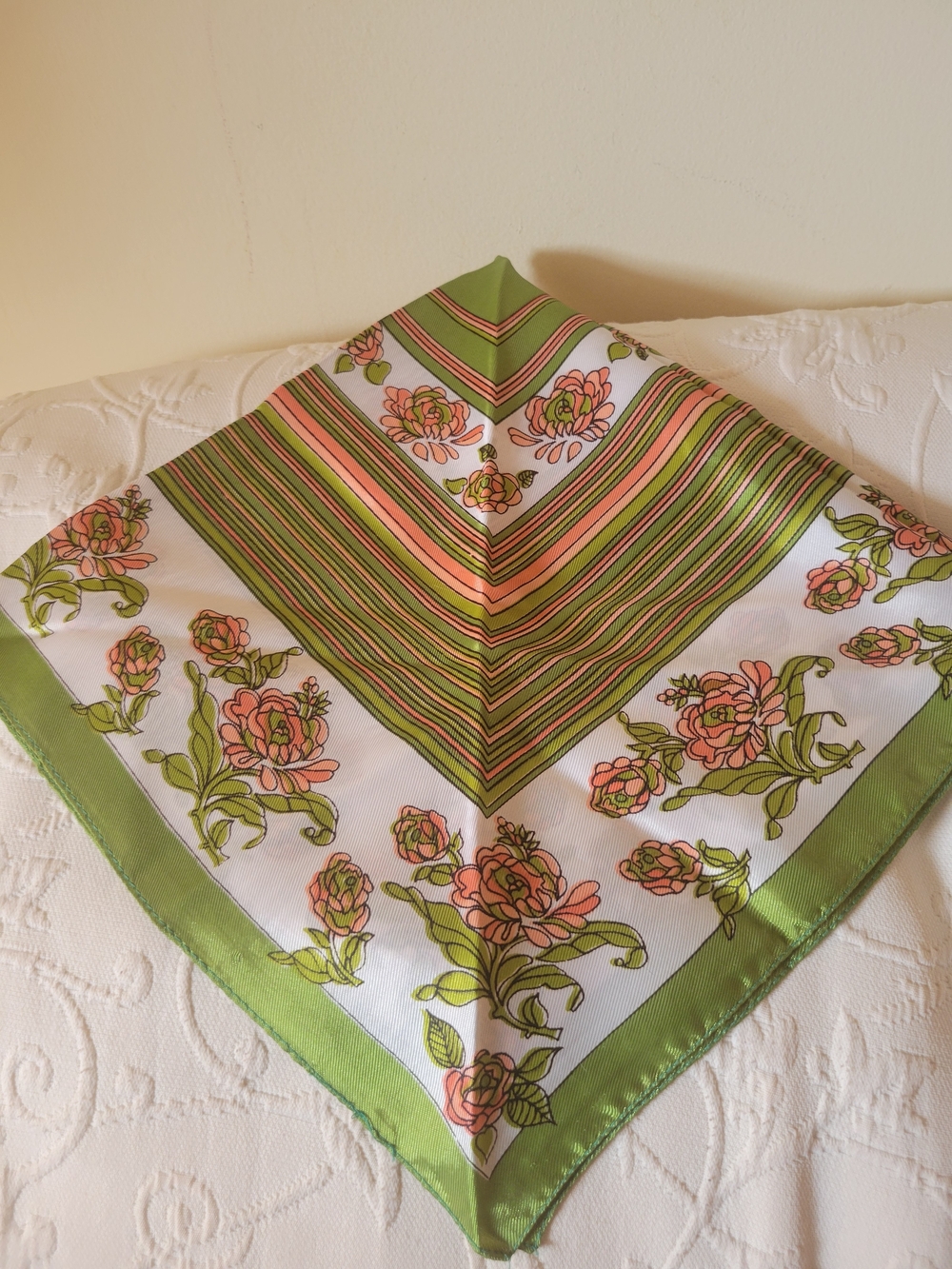 Green and Pink Floral  Scarf - Women's Accessory